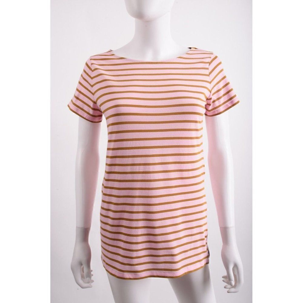 Boden Womens T-Shirt Shirt UK 8 US 4 Pink Brown Striped Short sleeve NWT